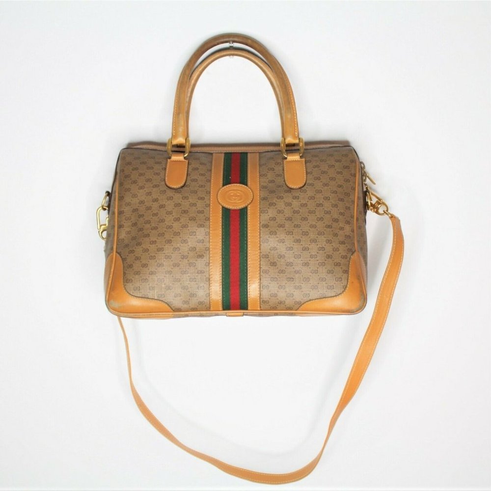 Vintage Gucci Supreme Monogram Hobo Brown Hand Bag Purse Crossbody 002 122 0033